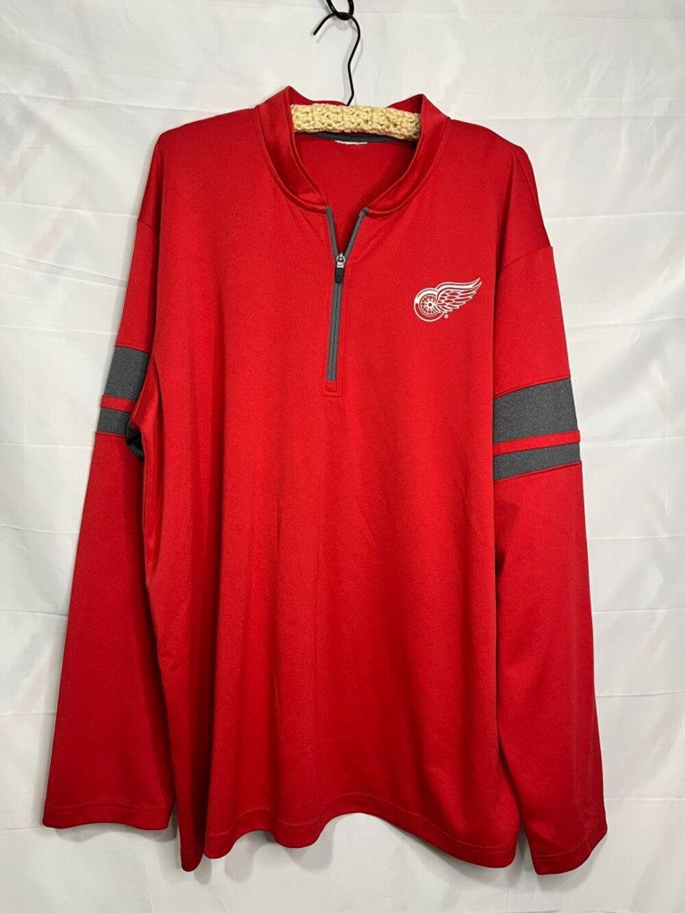 NHL Detroit Red Wings 1/4 Zip Pullover Long Sleeve (Red) Mens Size 3X